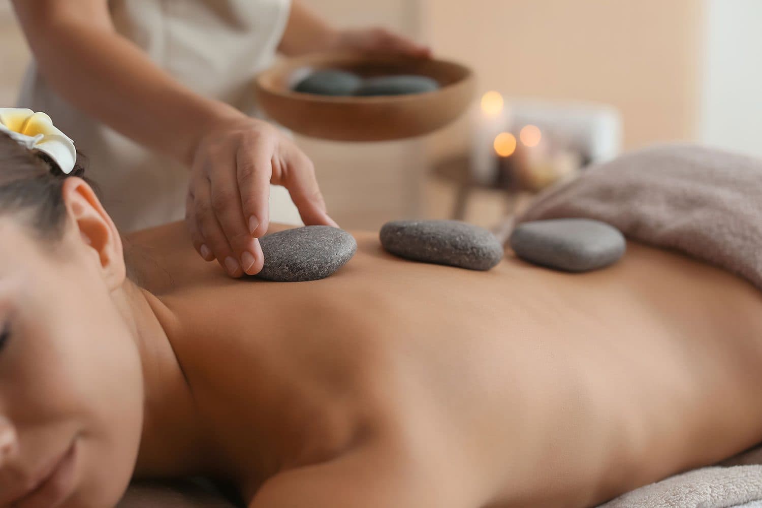 Hot stone massage treatment