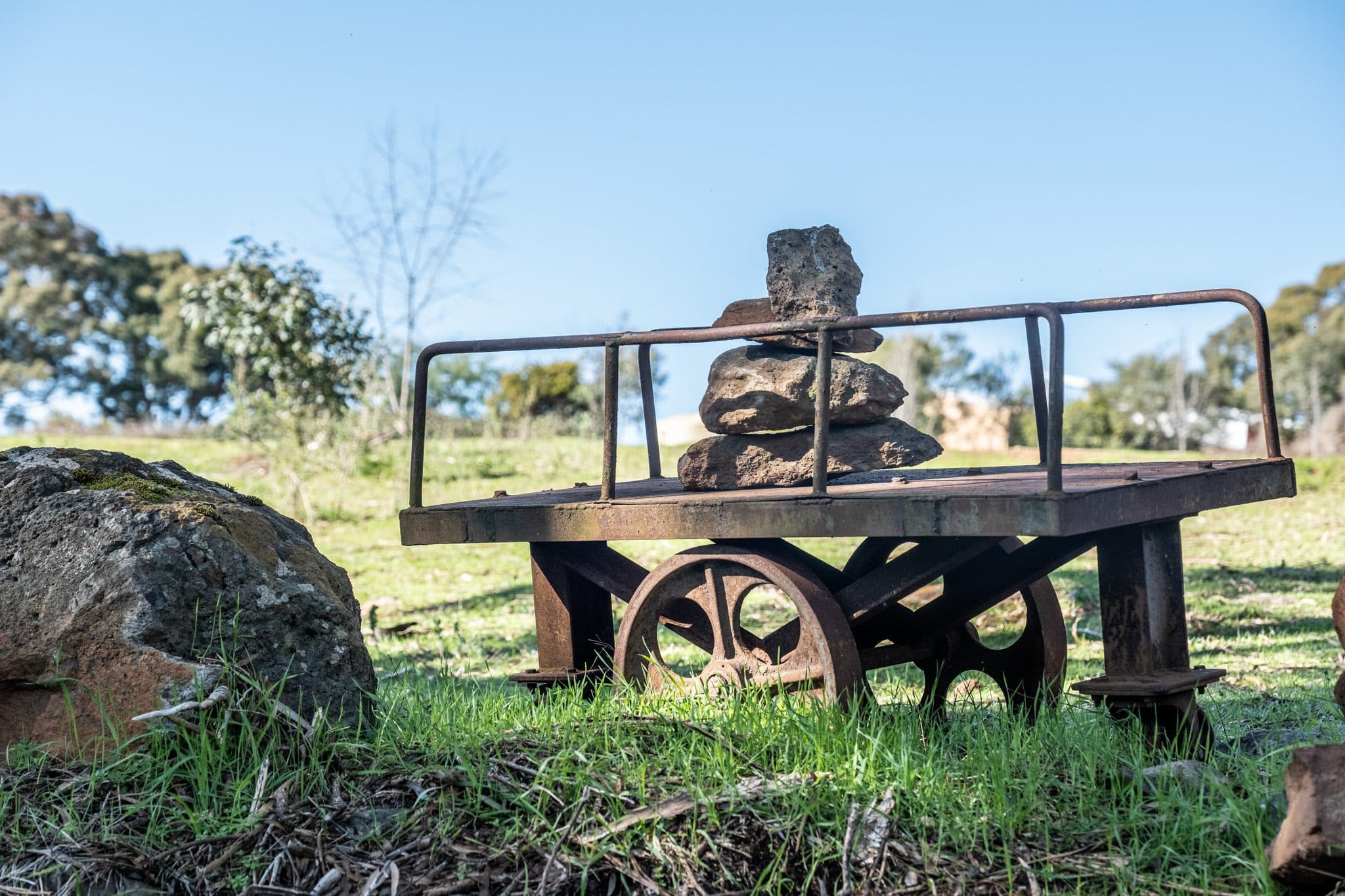 Sculptural stone cairn in the grounds